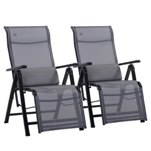 OUTSUNNY SEDIA SDRAIO DA GIARDINO ZERO GRAVITY SET 2 PEZZI CON SCHIENALE REGOLABILE SU 9 POSIZIONI E CUSCINI 65X70X111 CM GRIGIO
