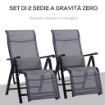 OUTSUNNY SEDIA SDRAIO DA GIARDINO ZERO GRAVITY SET 2 PEZZI CON SCHIENALE REGOLABILE SU 9 POSIZIONI E CUSCINI 65X70X111 CM GRIGIO