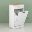 MOBILETTO BAGNO IN LEGNO CON CESTO PORTABIANCHERIA IN TESSUTO RIBALTABILE E CASSETTO BIANCO