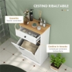 MOBILETTO BAGNO IN LEGNO CON CESTO PORTABIANCHERIA IN TESSUTO RIBALTABILE E CASSETTO BIANCO