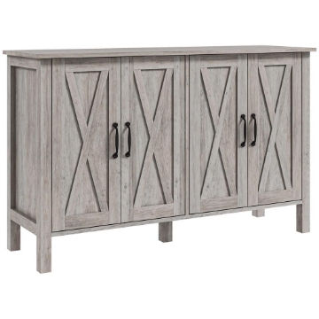 MOBILETTO MULTIUSO STILE RUSTICO CON 4 RIPIANI PORTAOGGETTI REGOLABILI IN LEGNO 120X37X75 CM GRIGIO