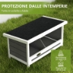 NIDO PER GALLINE A 2 AREE CON BASE RIALZATA E TETTO IN LEGNO E BITUME 66X37X34 CM GRIGIO BIANCO E NERO