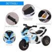 MOTO GIOCATTOLO CAVALCABILE A 3 RUOTE PER BAMBINI 18-36 MESI STILE POLIZIA CON MUSICA E FARI AZZURRO