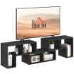 MOBILE TV 75" MAX MODULABILE CON 2 RIPIANI A L E MENSOLA RETTANGOLARE IN LEGNO 134-180X30.5X44 CM NERO