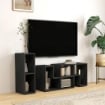 MOBILE TV 75" MAX MODULABILE CON 2 RIPIANI A L E MENSOLA RETTANGOLARE IN LEGNO 134-180X30.5X44 CM NERO