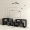 MOBILE TV 75" MAX MODULABILE CON 2 RIPIANI A L E MENSOLA RETTANGOLARE IN LEGNO 134-180X30.5X44 CM NERO