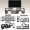 MOBILE TV 75" MAX MODULABILE CON 2 RIPIANI A L E MENSOLA RETTANGOLARE IN LEGNO 134-180X30.5X44 CM NERO