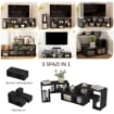 MOBILE TV 75" MAX MODULABILE CON 2 RIPIANI A L E MENSOLA RETTANGOLARE IN LEGNO 134-180X30.5X44 CM NERO