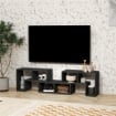 MOBILE TV 75" MAX MODULABILE CON 2 RIPIANI A L E MENSOLA RETTANGOLARE IN LEGNO 134-180X30.5X44 CM NERO