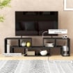 MOBILE TV 75" MAX MODULABILE CON 2 RIPIANI A L E MENSOLA RETTANGOLARE IN LEGNO 134-180X30.5X44 CM NERO