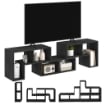 MOBILE TV 75" MAX MODULABILE CON 2 RIPIANI A L E MENSOLA RETTANGOLARE IN LEGNO 134-180X30.5X44 CM NERO