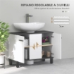 MOBILE SOTTOLAVABO BAGNO CON ARMADIETTO 2 ANTE E RIPIANO REGOLABILE 80X34X60 CM BIANCO LUCIDO