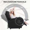 POLTRONA RECLINABILE MANUALMENTE A 60° EXTRA IMBOTTITA IN TESSUTO CON POGGIAPIEDI NERO