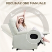 POLTRONA RECLINABILE MANUALMENTE A 60° EXTRA IMBOTTITA IN TESSUTO CON POGGIAPIEDI CREMA