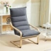POLTRONA A DONDOLO MODERNA CON BRACCIOLI IN LEGNO E CUSCINI SPESSI IN VELLUTO 67X83X105 CM GRIGIO
