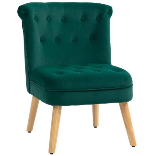 POLTRONA PER SALOTTO IN VELLUTO CON SEDUTA IMBOTTITA E TRAPUNTATA A BOTTONI 60X66X79 CM VERDE
