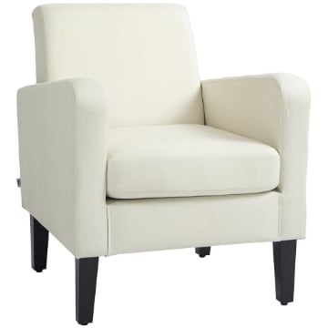 POLTRONCINA DA CAMERA MODERNA IN TESSUTO CON BRACCIOLI 66X72X74 CM CREMA