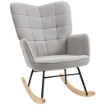 POLTRONA A DONDOLO IMBOTTITA IN LEGNO E ACCIAIO CON RIVESTIMENTO BOUCLÚ 71X98X101 CM GRIGIO