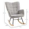 POLTRONA A DONDOLO IMBOTTITA IN LEGNO E ACCIAIO CON RIVESTIMENTO BOUCLÚ 71X98X101 CM GRIGIO