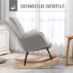 POLTRONA A DONDOLO IMBOTTITA IN LEGNO E ACCIAIO CON RIVESTIMENTO BOUCLÚ 71X98X101 CM GRIGIO