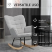 POLTRONA A DONDOLO IMBOTTITA IN LEGNO E ACCIAIO CON RIVESTIMENTO BOUCLÚ 71X98X101 CM GRIGIO