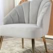 POLTRONCINA DA CAMERA E SALOTTO A CONCHIGLIA STILE ART DECO VELLUTATO E ACCIAIO 63X65X84 CM GRIGIO