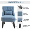 POLTRONA PER SALOTTO IMBOTTITA CON CUSCINO IN TESSUTO EFFETTO LINO E LEGNO 52.5X69X77 CM BLU