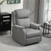 POLTRONA RECLINABILE CON POGGIAPIEDI IN TESSUTO EFFETTO LINO LEGNO E METALLO 77X91X106 CM GRIGIO SCURO