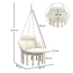 POLTRONA SOSPESA IN STILE BOHO CON CUSCINO IN ACCIAIO COTONE E POLIESTERE 80X60X40 CM BIANCO CREMA