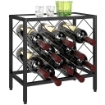 PORTABOTTIGLIE VINI PER 10 BOTTIGLIE IN ACCIAIO NERO CON PIANO D'APPOGGIO IN VETRO TEMPERATO 41X22X41 CM
