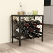 PORTABOTTIGLIE VINI PER 10 BOTTIGLIE IN ACCIAIO NERO CON PIANO D'APPOGGIO IN VETRO TEMPERATO 41X22X41 CM