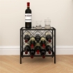 PORTABOTTIGLIE VINI PER 10 BOTTIGLIE IN ACCIAIO NERO CON PIANO D'APPOGGIO IN VETRO TEMPERATO 41X22X41 CM