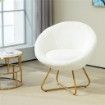 POLTRONCINA DA CAMERA IN FINTA PELLICCIA CON GAMBE IN METALLO 75X66X79 CM BIANCO