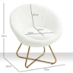 POLTRONCINA DA CAMERA IN FINTA PELLICCIA CON GAMBE IN METALLO 75X66X79 CM BIANCO