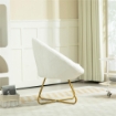 POLTRONCINA DA CAMERA IN FINTA PELLICCIA CON GAMBE IN METALLO 75X66X79 CM BIANCO