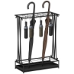 PORTAOMBRELLI CON VASCHETTA PER L'ACQUA 21 FORI E 24 GANCI PER OMBRELLO IN ACCIAIO 50X24X68 CM NERO