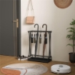 PORTAOMBRELLI CON VASCHETTA PER L'ACQUA 21 FORI E 24 GANCI PER OMBRELLO IN ACCIAIO 50X24X68 CM NERO
