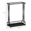 PORTAOMBRELLI CON VASCHETTA PER L'ACQUA 21 FORI E 24 GANCI PER OMBRELLO IN ACCIAIO 50X24X68 CM NERO