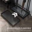 PORTAOMBRELLI CON VASCHETTA PER L'ACQUA 21 FORI E 24 GANCI PER OMBRELLO IN ACCIAIO 50X24X68 CM NERO