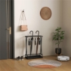 PORTAOMBRELLI CON VASCHETTA PER L'ACQUA 21 FORI E 24 GANCI PER OMBRELLO IN ACCIAIO 50X24X68 CM NERO