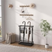 PORTAOMBRELLI CON VASCHETTA PER L'ACQUA 21 FORI E 24 GANCI PER OMBRELLO IN ACCIAIO 50X24X68 CM NERO