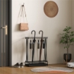PORTAOMBRELLI CON VASCHETTA PER L'ACQUA 21 FORI E 24 GANCI PER OMBRELLO IN ACCIAIO 50X24X68 CM NERO