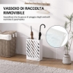 PORTAOMBRELLI DI DESIGN CON VASCHETTA RACCOGLI GOCCE E 4 GANCI IN METALLO 28X14X41 CM BIANCO