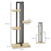 PORTAPIANTE A 4 RIPIANI DALLO STILE INDUSTRIALE IN LEGNO DI ABETE E METALLO 45X25X110 CM NERO E COLOR LEGNO