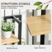 PORTAPIANTE A 4 RIPIANI DALLO STILE INDUSTRIALE IN LEGNO DI ABETE E METALLO 45X25X110 CM NERO E COLOR LEGNO