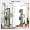 PORTAPIANTE A 4 RIPIANI DALLO STILE INDUSTRIALE IN LEGNO DI ABETE E METALLO 45X25X110 CM NERO E COLOR LEGNO