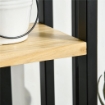 PORTAPIANTE A 4 RIPIANI DALLO STILE INDUSTRIALE IN LEGNO DI ABETE E METALLO 45X25X110 CM NERO E COLOR LEGNO