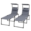 SET 2 LETTINI PRENDISOLE RECLINABILI AD ALTEZZA REGOLABILE 70X201.5X45 CM NERO GRIGIO