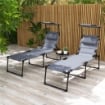 SET 2 LETTINI PRENDISOLE RECLINABILI AD ALTEZZA REGOLABILE 70X201.5X45 CM NERO GRIGIO
