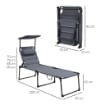 SET 2 LETTINI PRENDISOLE RECLINABILI AD ALTEZZA REGOLABILE 70X201.5X45 CM NERO GRIGIO